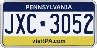 PA license plate JXC3052