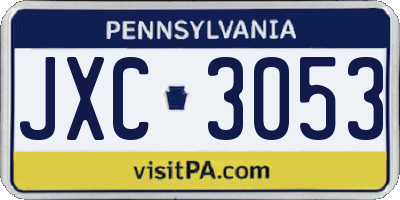 PA license plate JXC3053