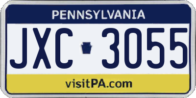 PA license plate JXC3055