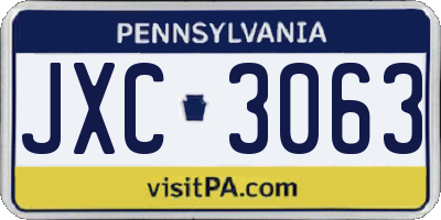 PA license plate JXC3063