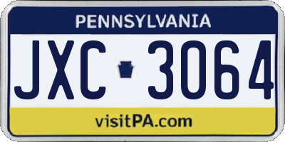 PA license plate JXC3064
