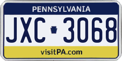 PA license plate JXC3068