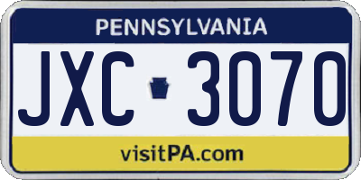 PA license plate JXC3070