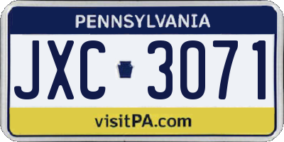PA license plate JXC3071