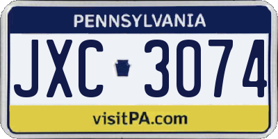 PA license plate JXC3074