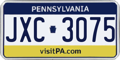 PA license plate JXC3075