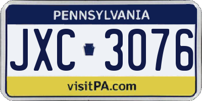 PA license plate JXC3076