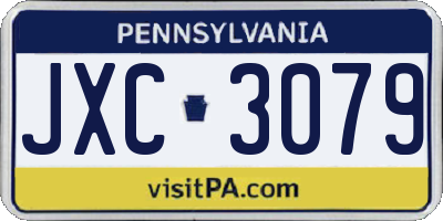 PA license plate JXC3079