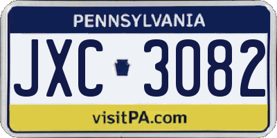 PA license plate JXC3082