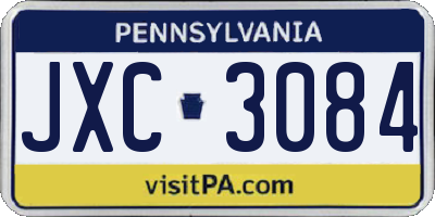 PA license plate JXC3084