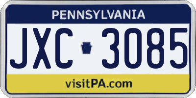 PA license plate JXC3085