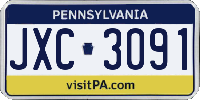 PA license plate JXC3091