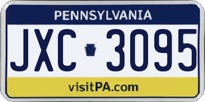 PA license plate JXC3095