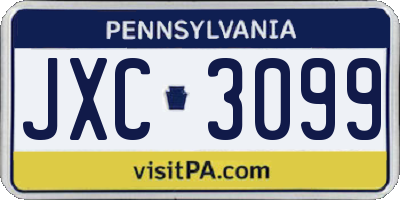 PA license plate JXC3099