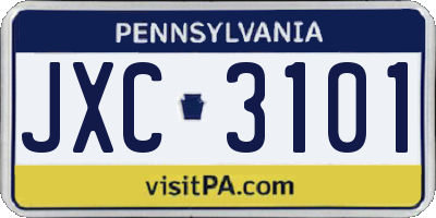 PA license plate JXC3101