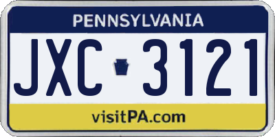 PA license plate JXC3121
