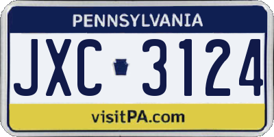 PA license plate JXC3124