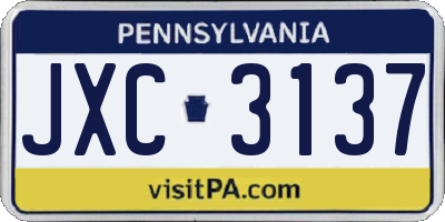 PA license plate JXC3137