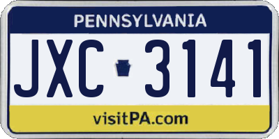 PA license plate JXC3141