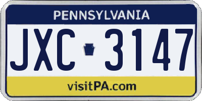 PA license plate JXC3147