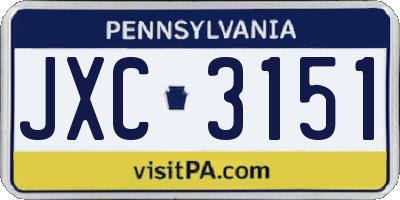 PA license plate JXC3151