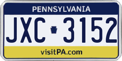 PA license plate JXC3152