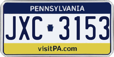 PA license plate JXC3153