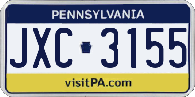 PA license plate JXC3155