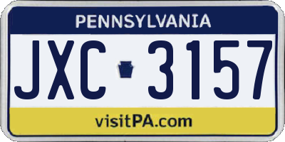 PA license plate JXC3157