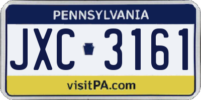 PA license plate JXC3161