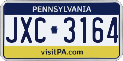 PA license plate JXC3164