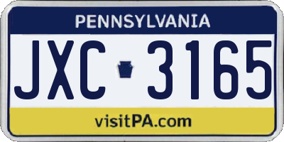 PA license plate JXC3165