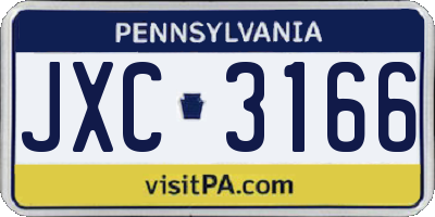 PA license plate JXC3166