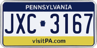 PA license plate JXC3167
