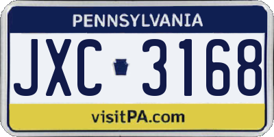 PA license plate JXC3168