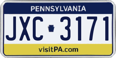 PA license plate JXC3171