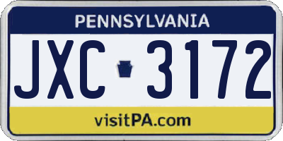 PA license plate JXC3172