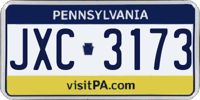 PA license plate JXC3173