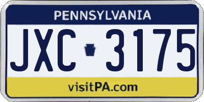 PA license plate JXC3175