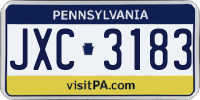 PA license plate JXC3183