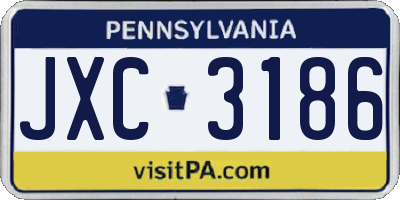 PA license plate JXC3186