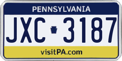 PA license plate JXC3187