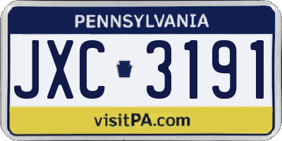 PA license plate JXC3191