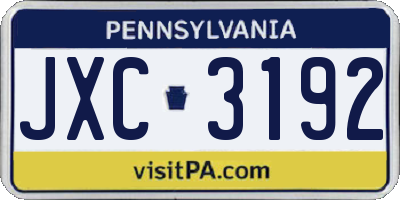 PA license plate JXC3192