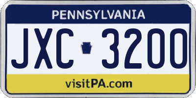 PA license plate JXC3200