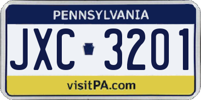 PA license plate JXC3201