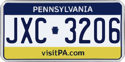 PA license plate JXC3206