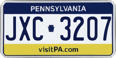 PA license plate JXC3207