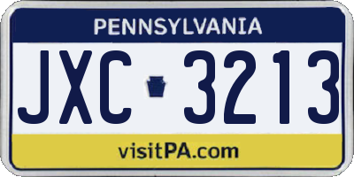 PA license plate JXC3213