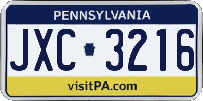 PA license plate JXC3216